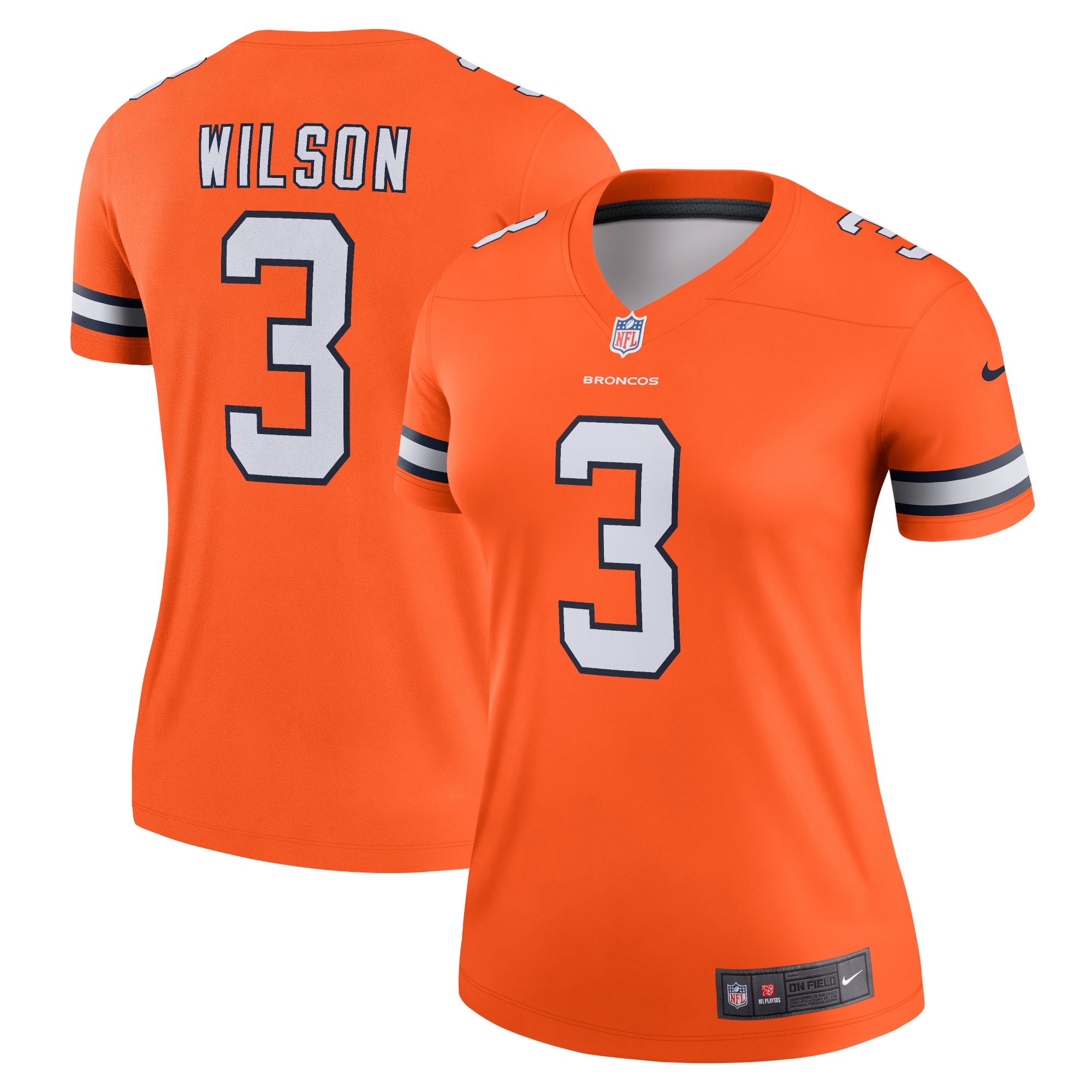 Denver Broncos Russell Wilson Orange Alternate Legend Player Performance Top NFL Jersey Women's