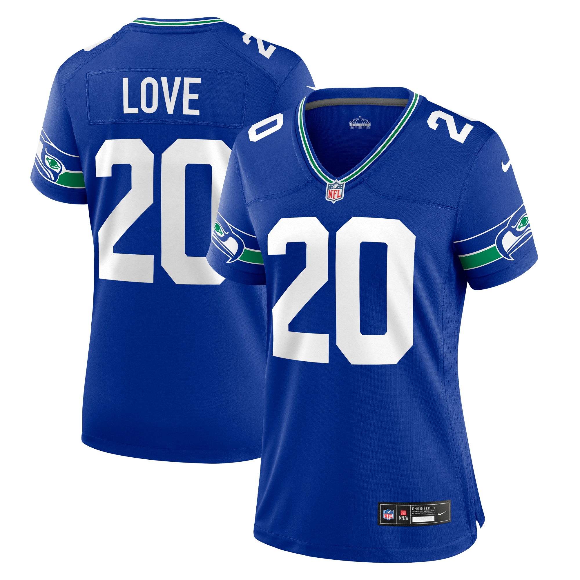 Seattle Seahawks Julian Love Royal Throwback Player Game NFL Jersey Women's
