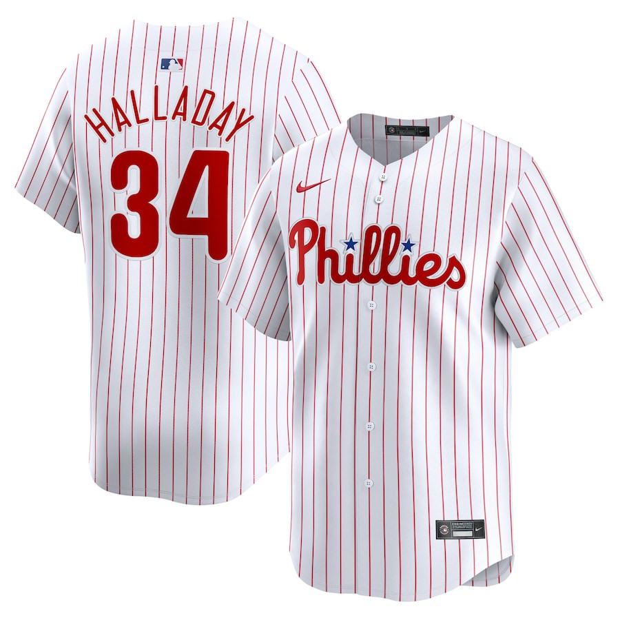 Roy Halladay 34 Philadelphia Phillies Home Limited Player White MLB Jersey Men's