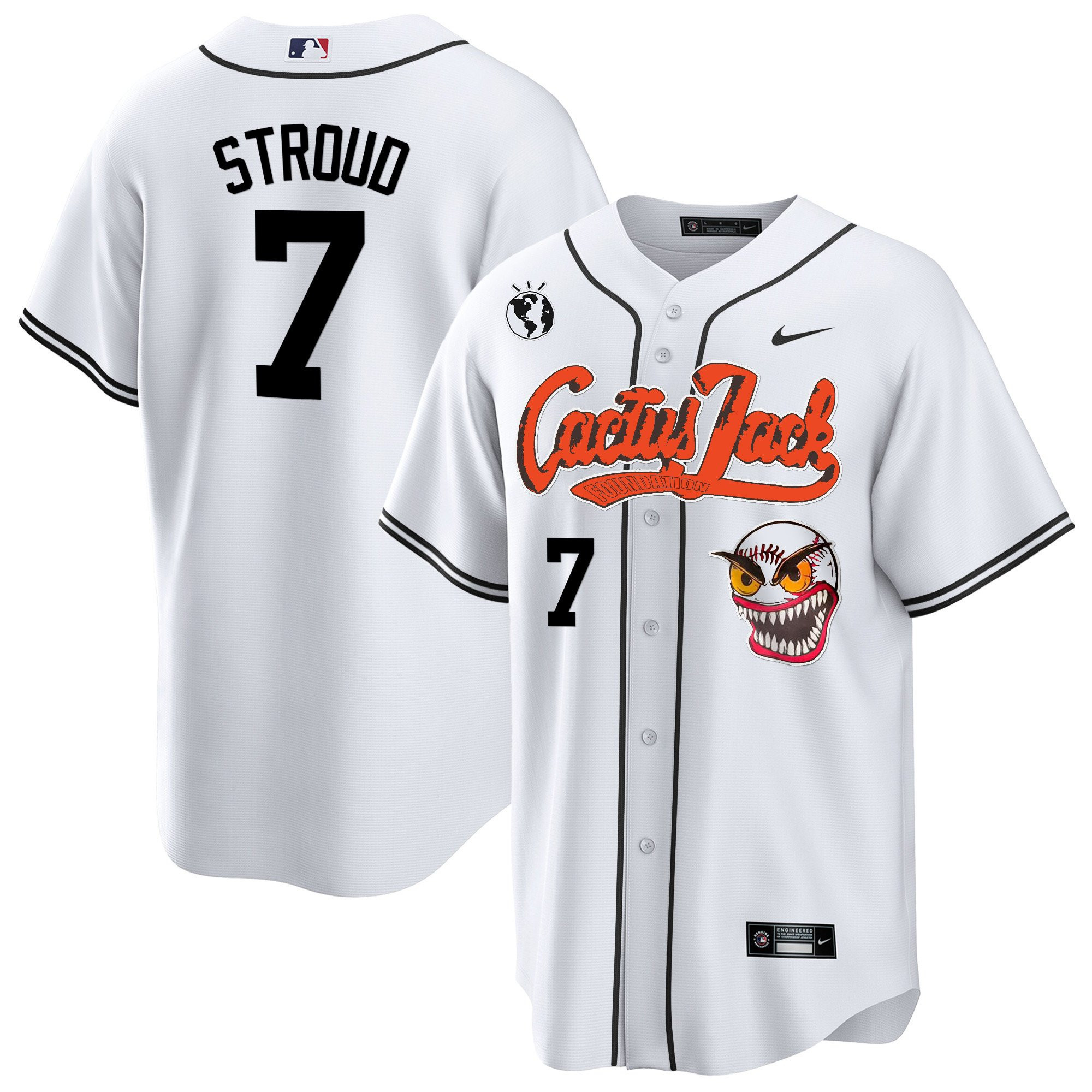 CJ Stroud 7 Houston Astros Cactus Jack White Men MLB Jersey Men's