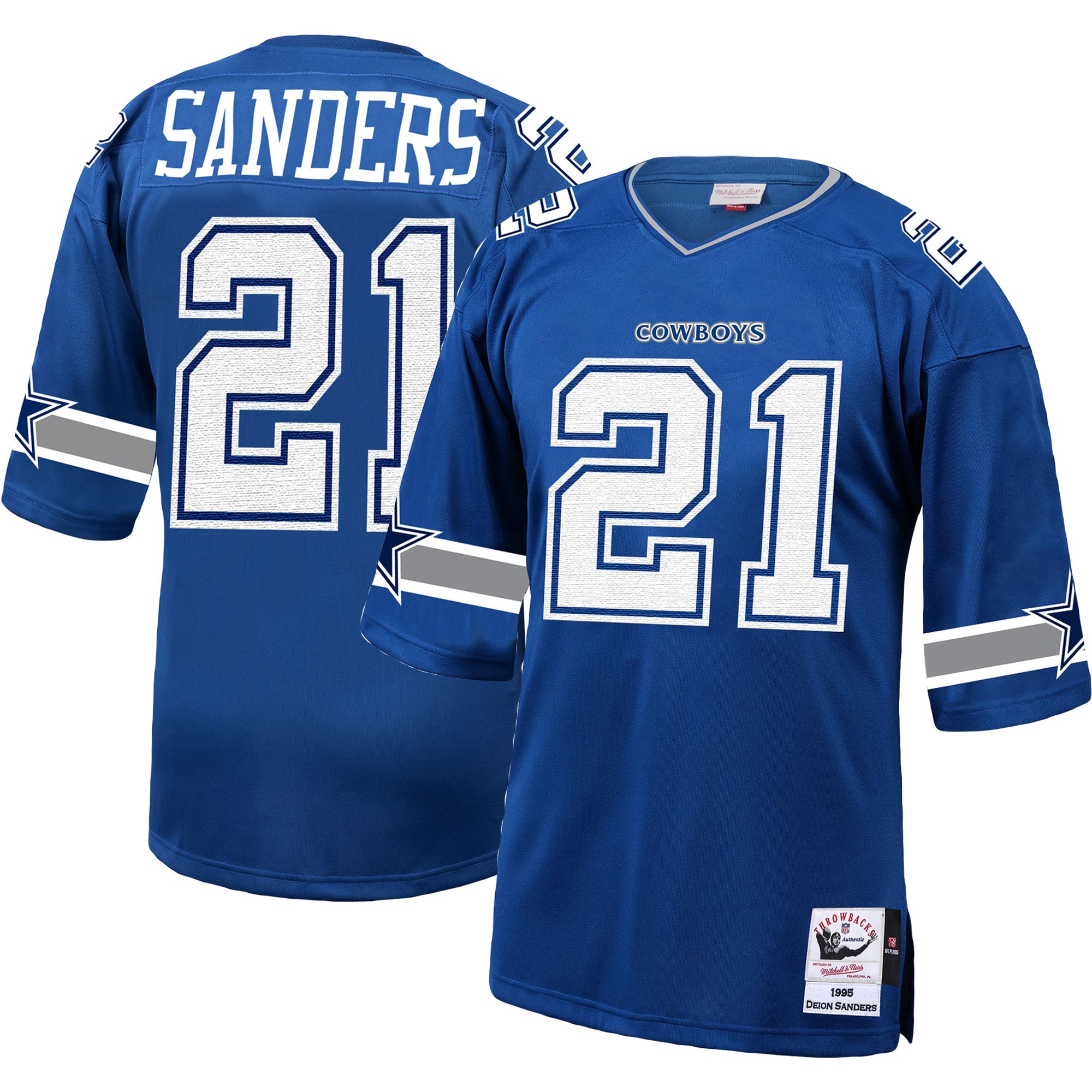 Dallas Cowboys 1996 Deion Sanders Mitchell Ness Royal Throwback Retired Player NFL Jersey Men's
