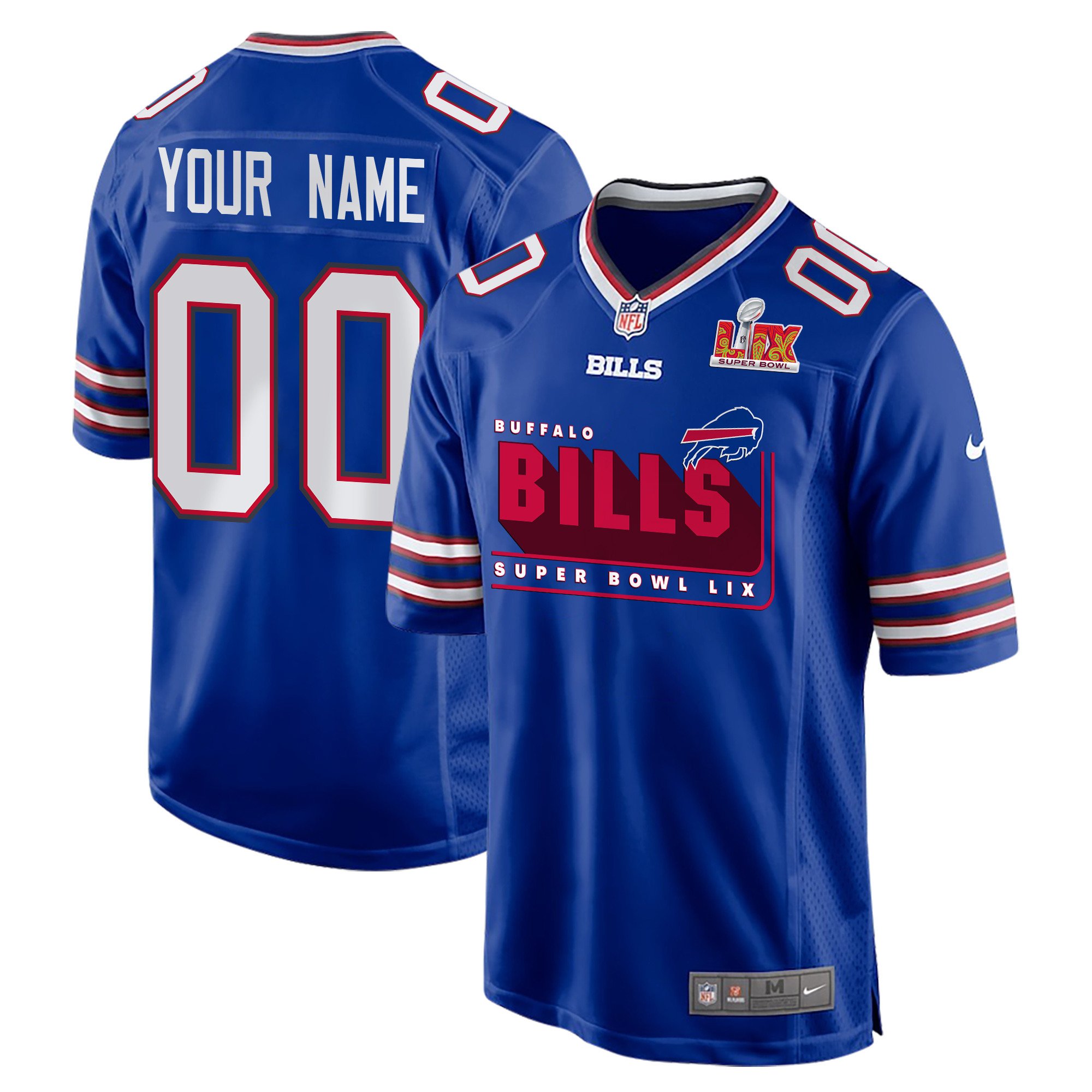 Buffalo Bills Super Bowl LIX Champions Big Bills Game Custom Royal NFL Jersey Men's