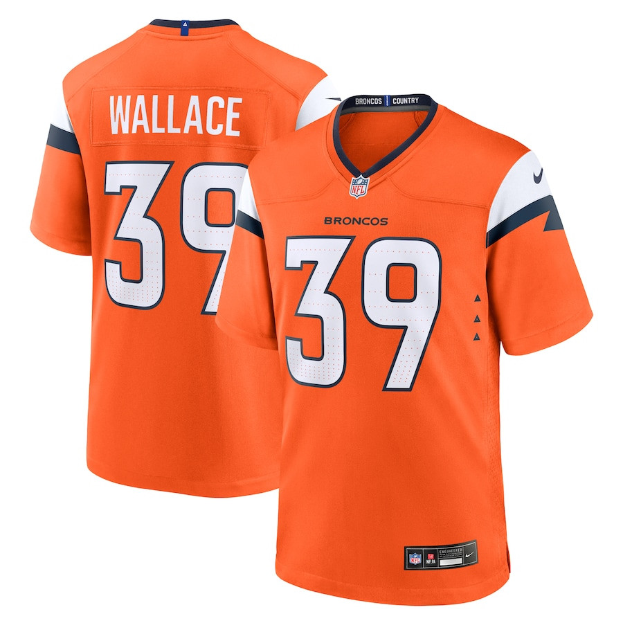 Levi Wallace 39 Denver Broncos Team Game Orange NFL Jersey Men's