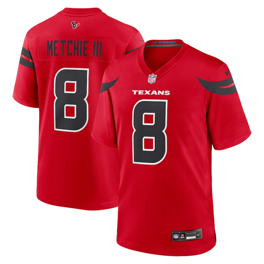 John Metchie III 8 Houston Texans Alternate Game Red NFL Jersey Men's