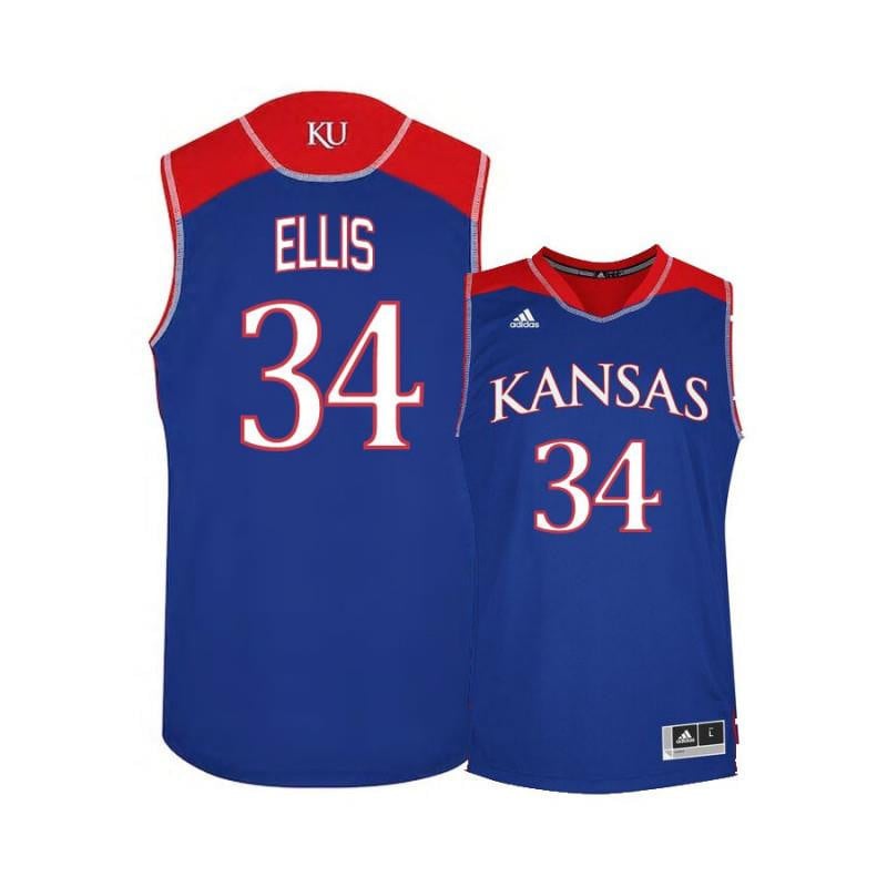 34 Perry Ellis Blue Kansas Jayhawks NCAA Jersey Men's