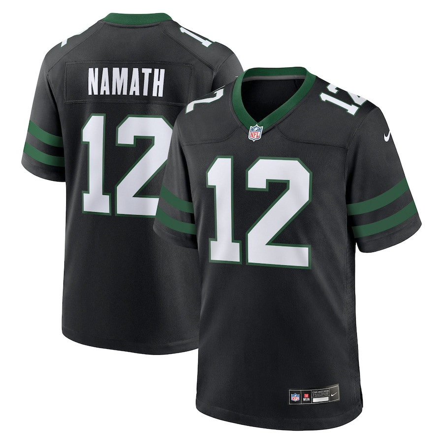 Joe Namath 12 New York Jets Alternate Game Legacy Black NFL Jersey Men's