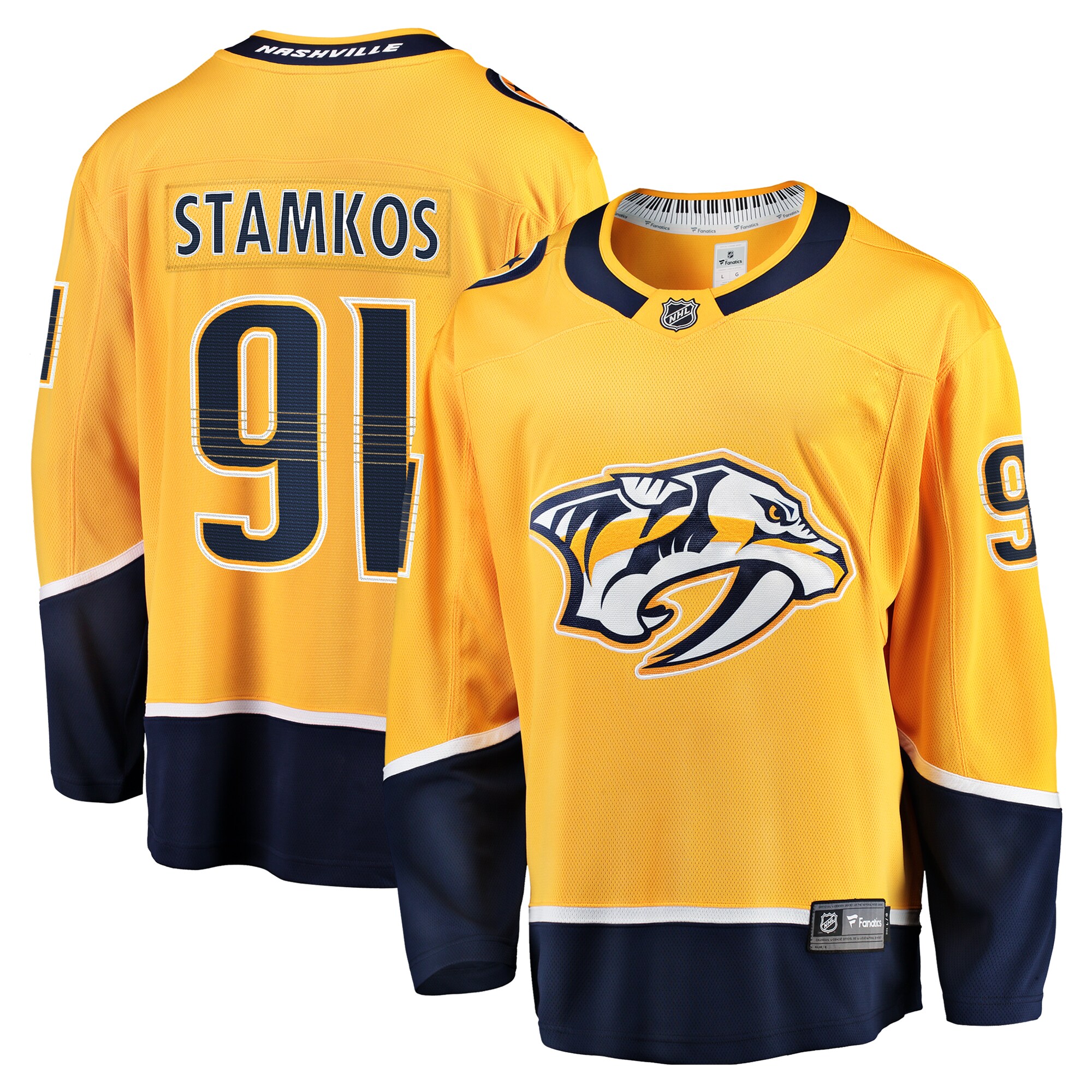 Nashville Predators Steven Stamkos Gold Home Premier Breakaway Player NHL Jersey Men's
