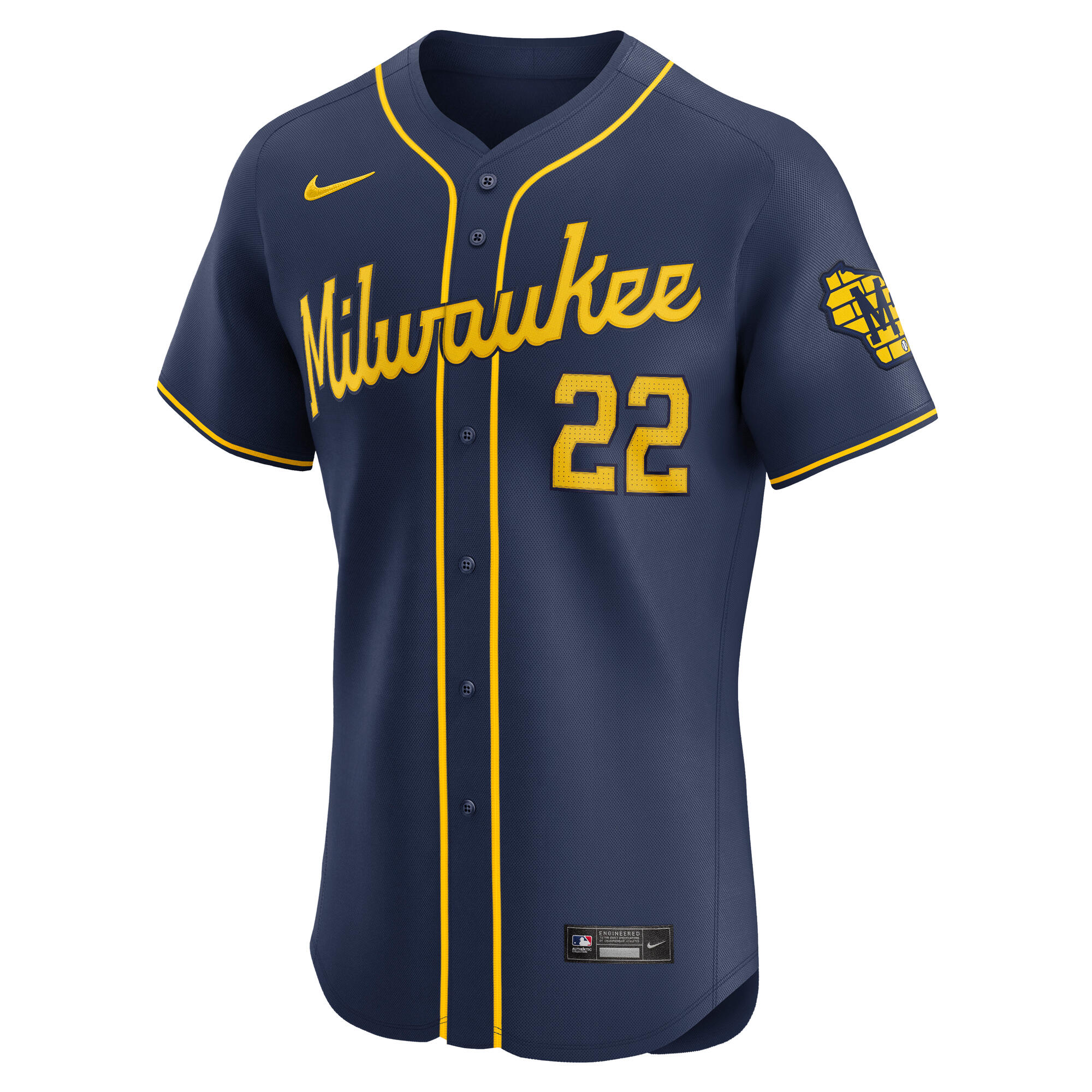 Milwaukee Brewers Christian Yelich Navy Alternate Home Elite Player MLB Jersey Men's