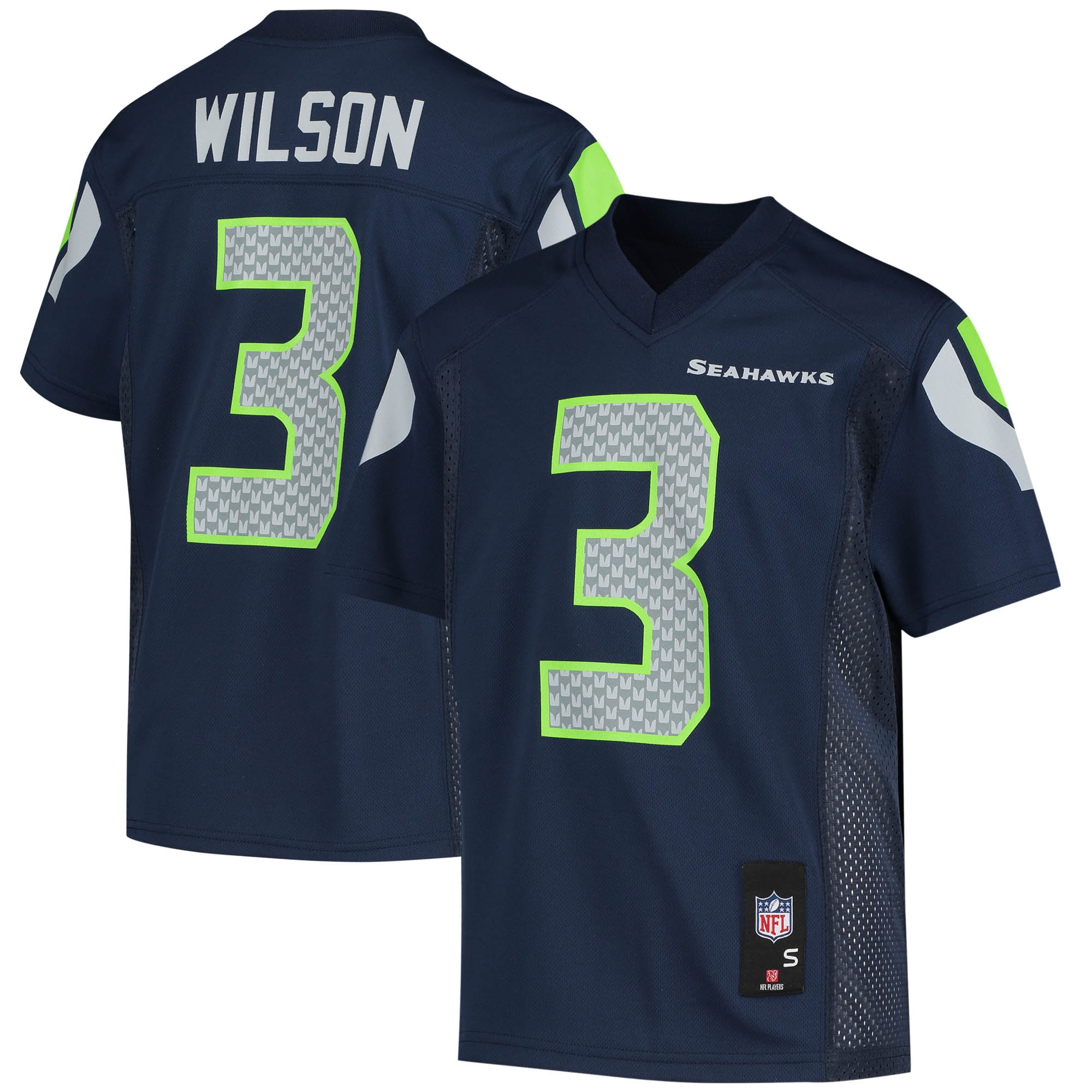 Seattle Seahawks Russell Wilson College Navy Player NFL Jersey Youth