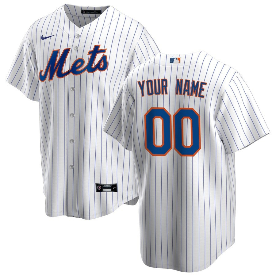 New York Mets Home Custom White MLB Jersey Men's