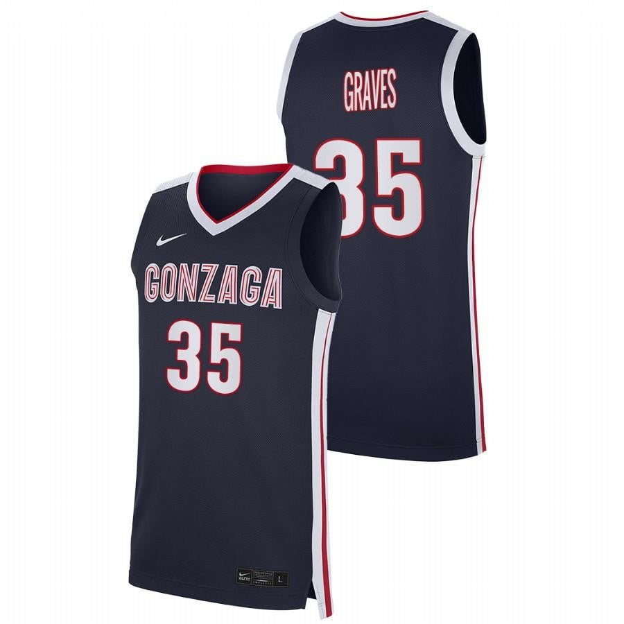 Gonzaga Bulldogs 2023 35 Navy Will Graves College NCAA Jersey Men's
