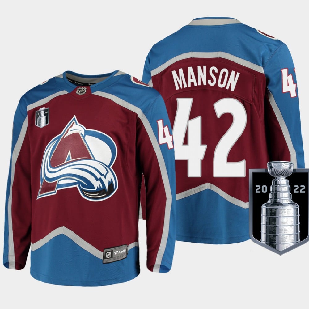 Josh Manson 42 Colorado Avalanche 2022 Stanley Cup Finals Burgundy Home NHL Jersey Men's