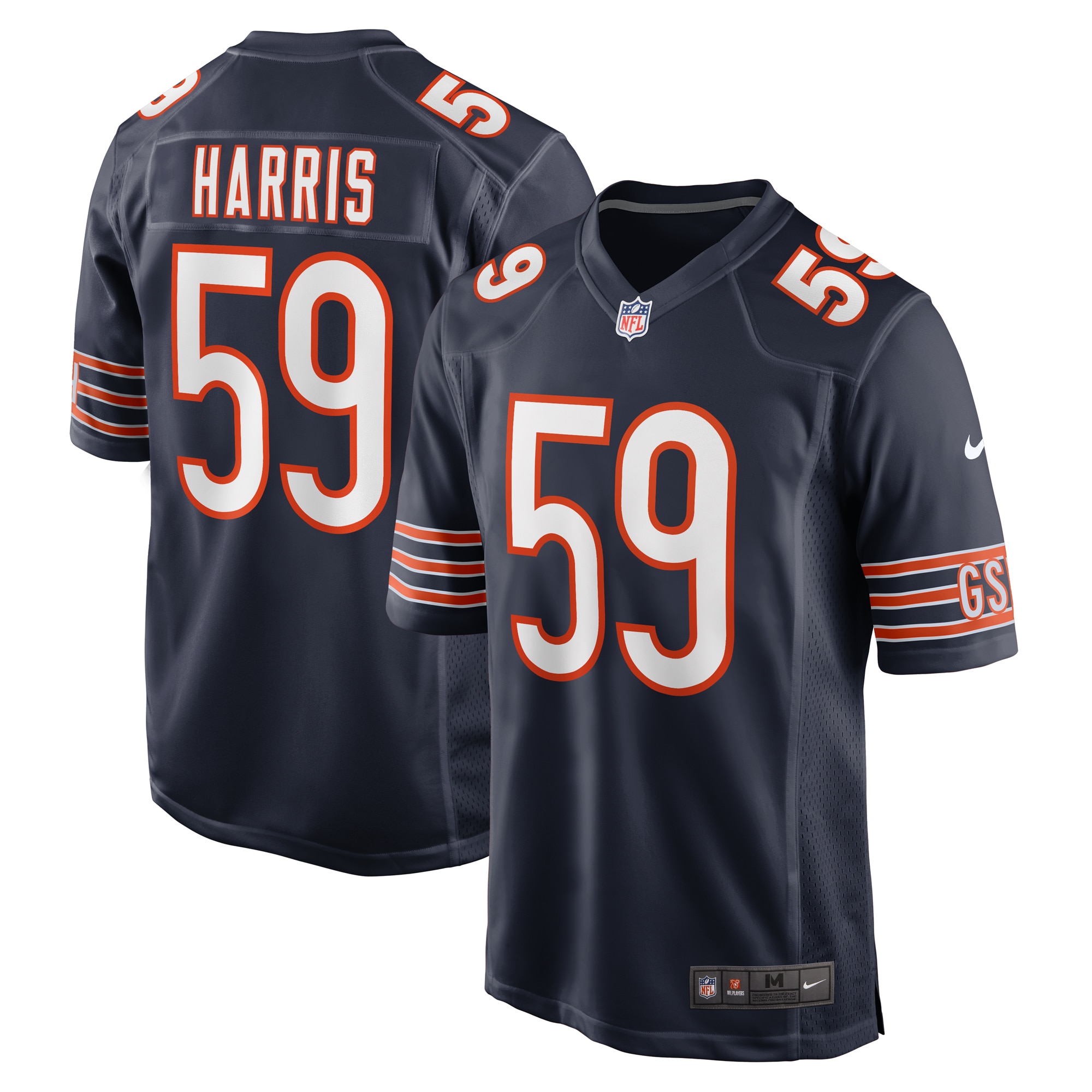 Chicago Bears Jalen Harris Navy Team Game NFL Jersey Men's