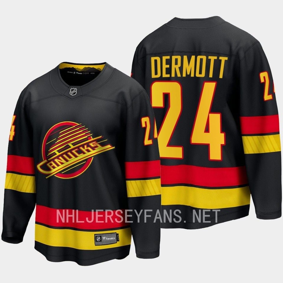 Travis Dermott 24 Vancouver Canucks 2023-24 Alternate Breakaway Black NHL Jersey Men's