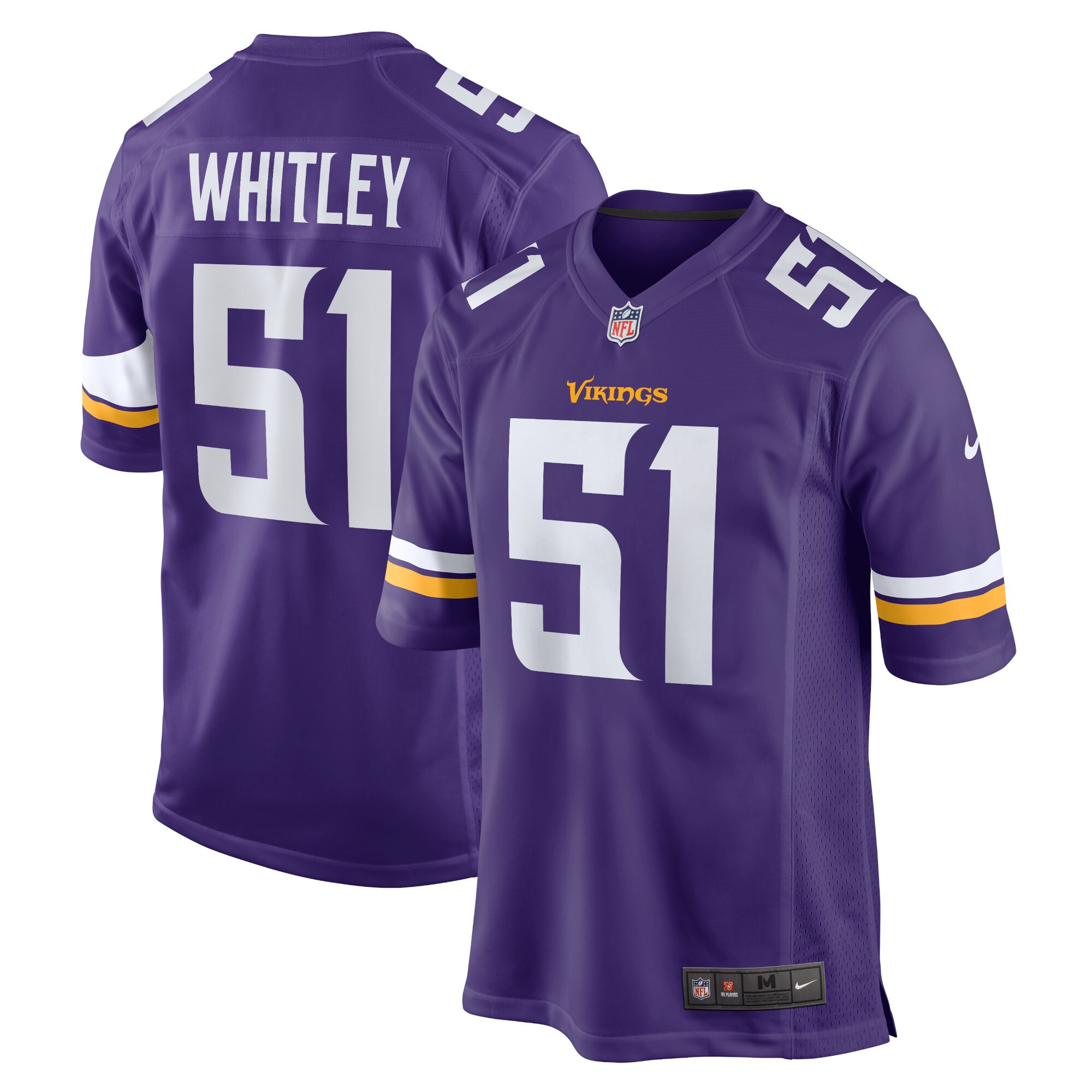 Minnesota Vikings Benton Whitley Purple Home Game Player NFL Jersey Men's
