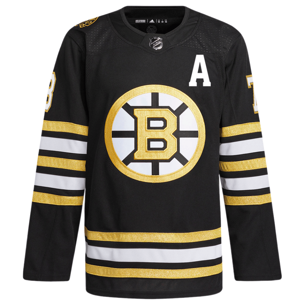 Charlie McAvoy 73 Boston Bruins 100th Anniversary Primegreen Home Black NHL Jersey Men's