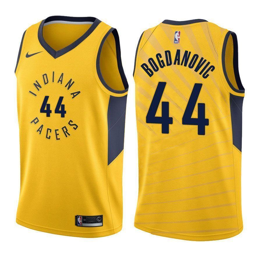 Indiana Pacers Bojan Bogdanovic 44 Statet Gold NBA Jersey Men's