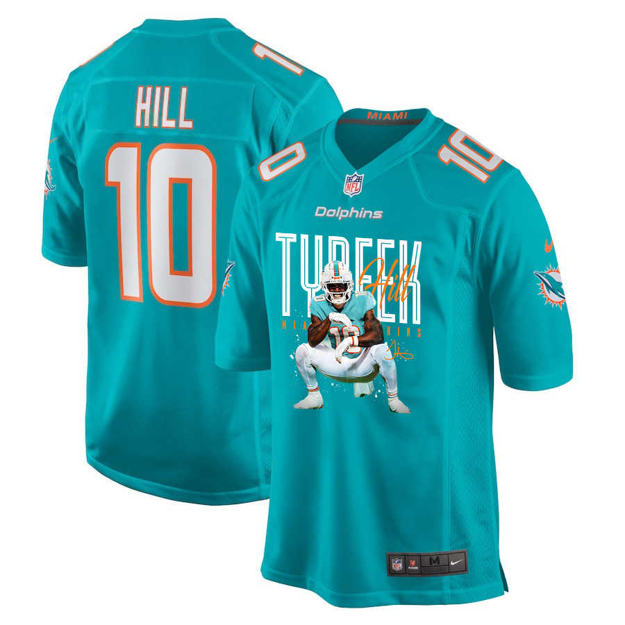 Tyreek Hill 10 Miami Dolphins Cheetah Celebration Game Aqua NFL Jersey Men's