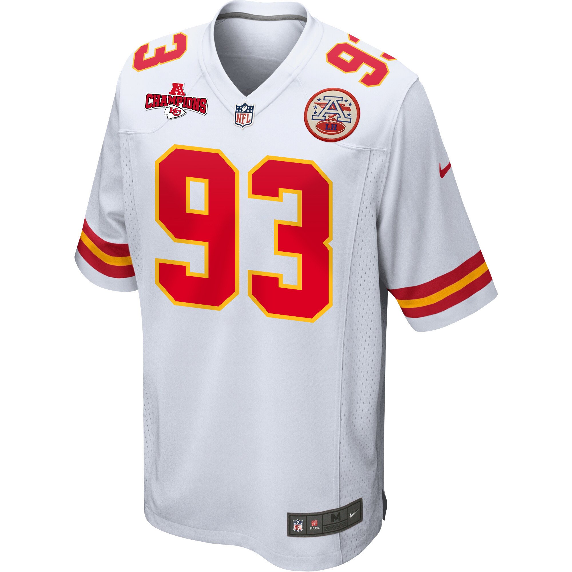 Matt Dickerson 93 Kansas City Chiefs AFC Champions Patch Game White NFL Jersey Men's