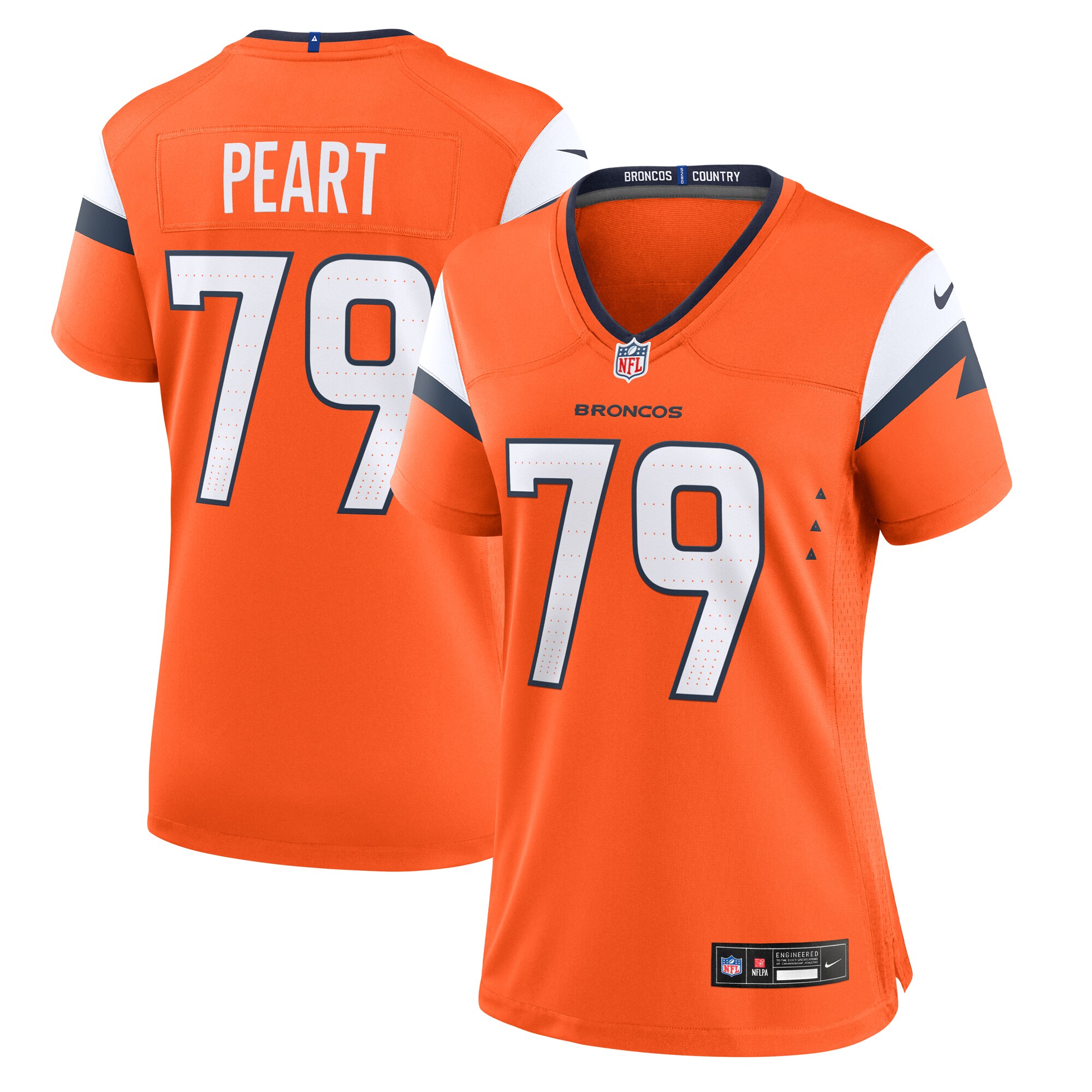 Denver Broncos Matt Peart Orange Team Game NFL Jersey Women's