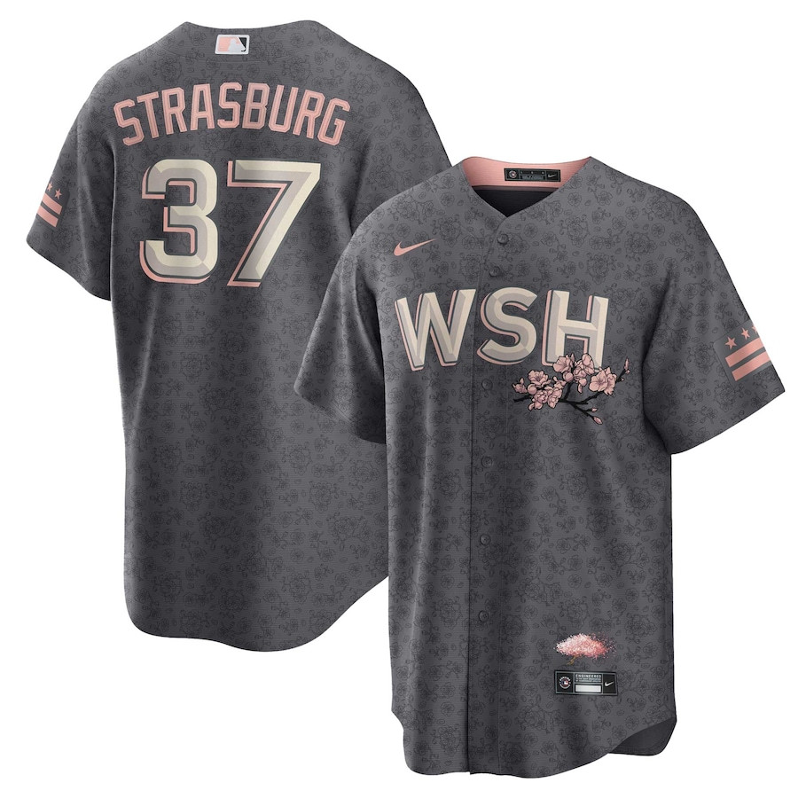 Stephen Strasburg 37 Washington Nationals City Connect Gray MLB Jersey Men's