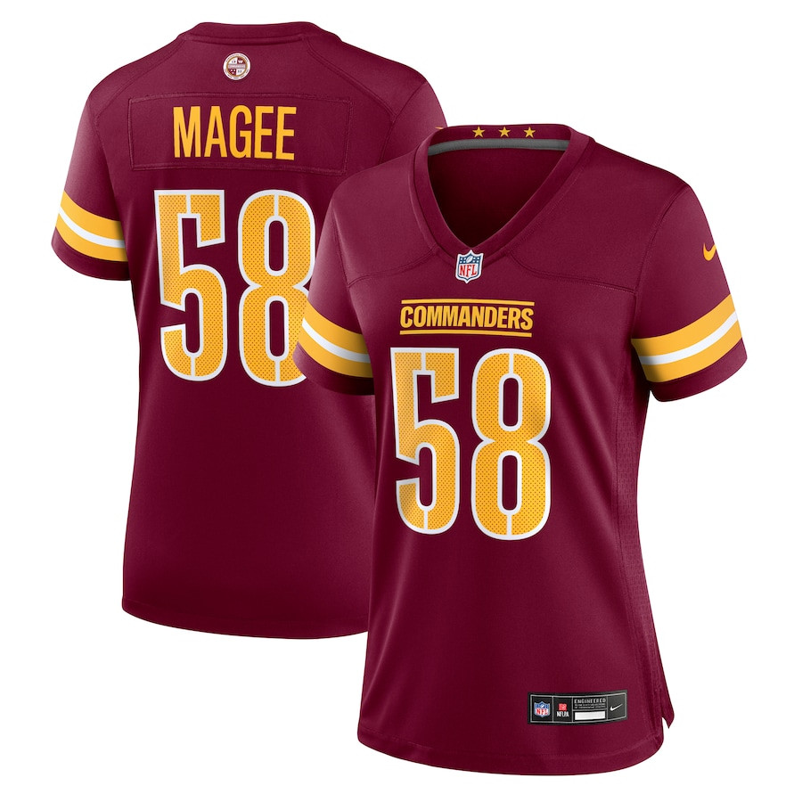 Jordan Magee 58 Washington Commanders Game Burgundy NFL Jersey Women's