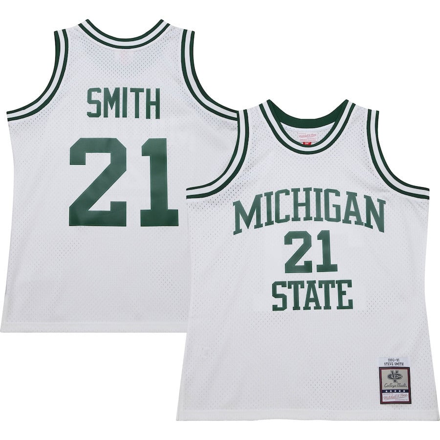 Steve Smith 21 Michigan State Spartans 125th Anniversary 1990 Throwback White NCAA Jersey Men's