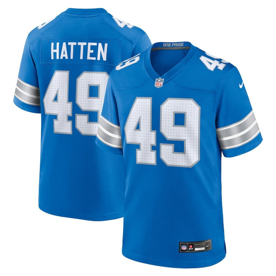 Hogan Hatten 49 Detroit Lions Game Blue NFL Jersey Men's