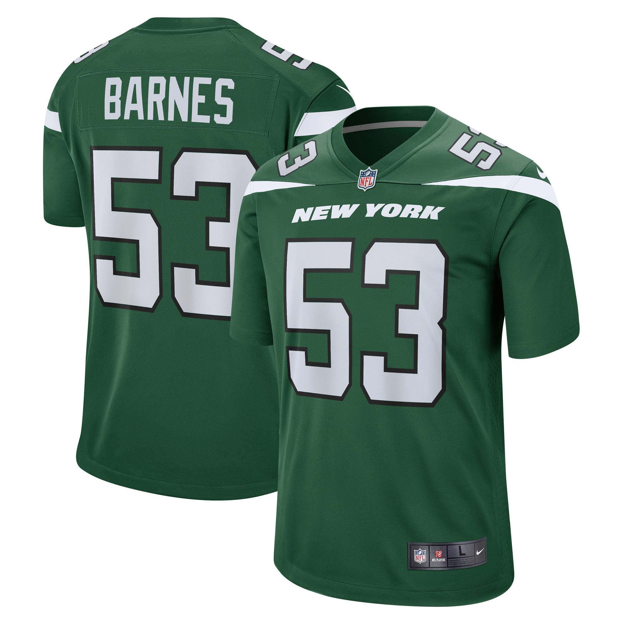 New York Jets Zaire Barnes Gotham Green Game NFL Jersey Men's