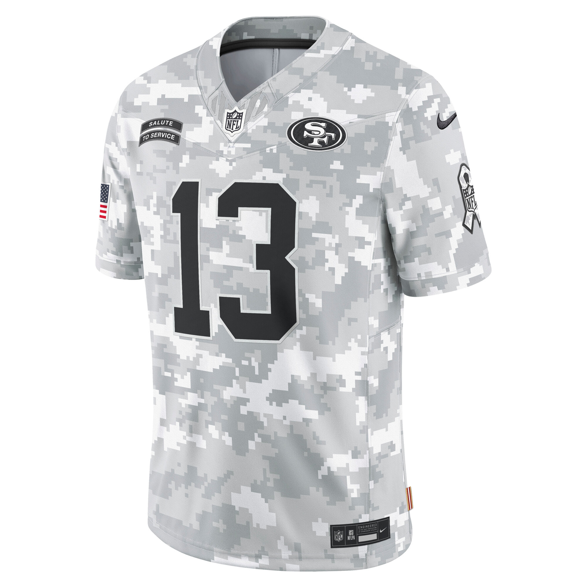 San Francisco 49ers Brock Purdy Arctic Camo 2024 Salute to Service Limited NFL Jersey Men's