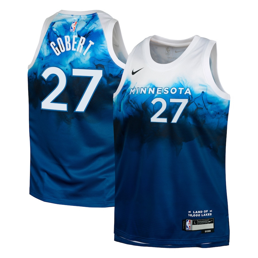 Rudy Gobert 27 Minnesota Timberwolves 2023/24 City Edition Swingma Blue NBA Jersey Youth