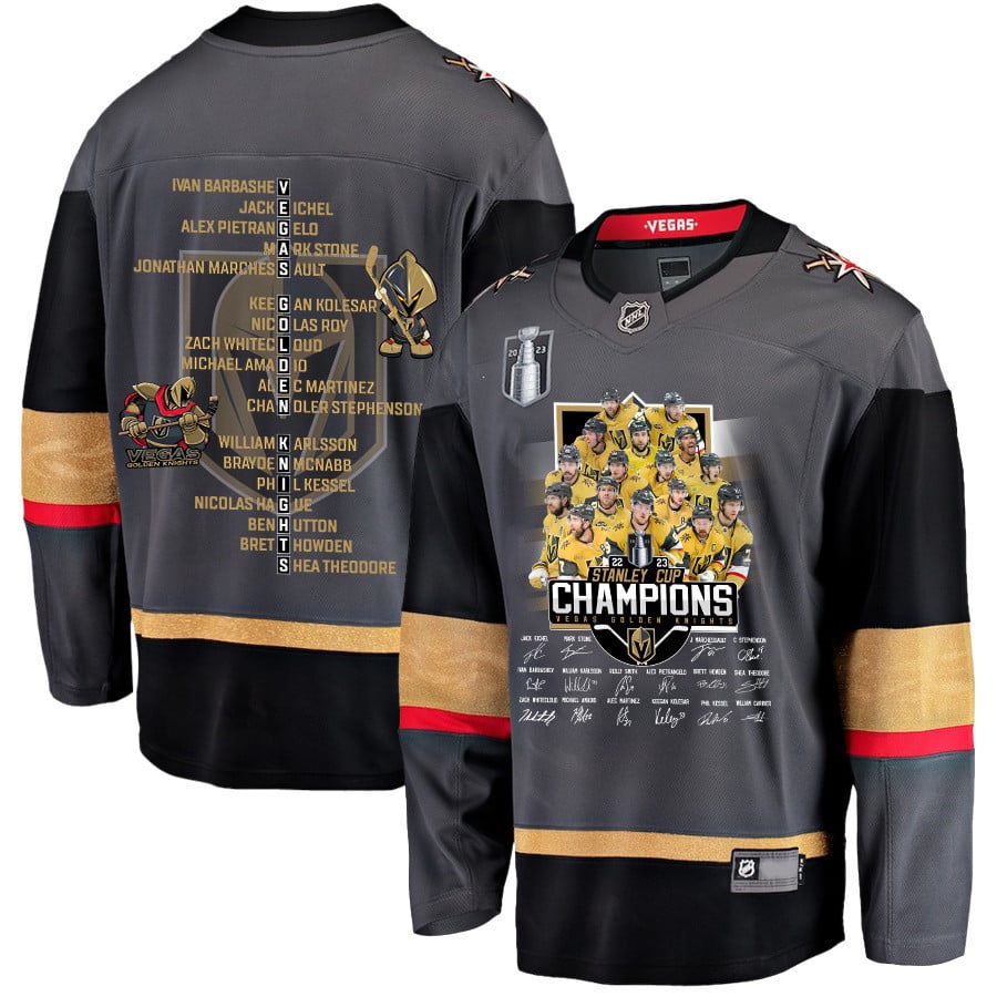 Vegas Golden Knights Celebrating Vegas' Championship 2023 Stanley Cup Black NHL Jersey Men's