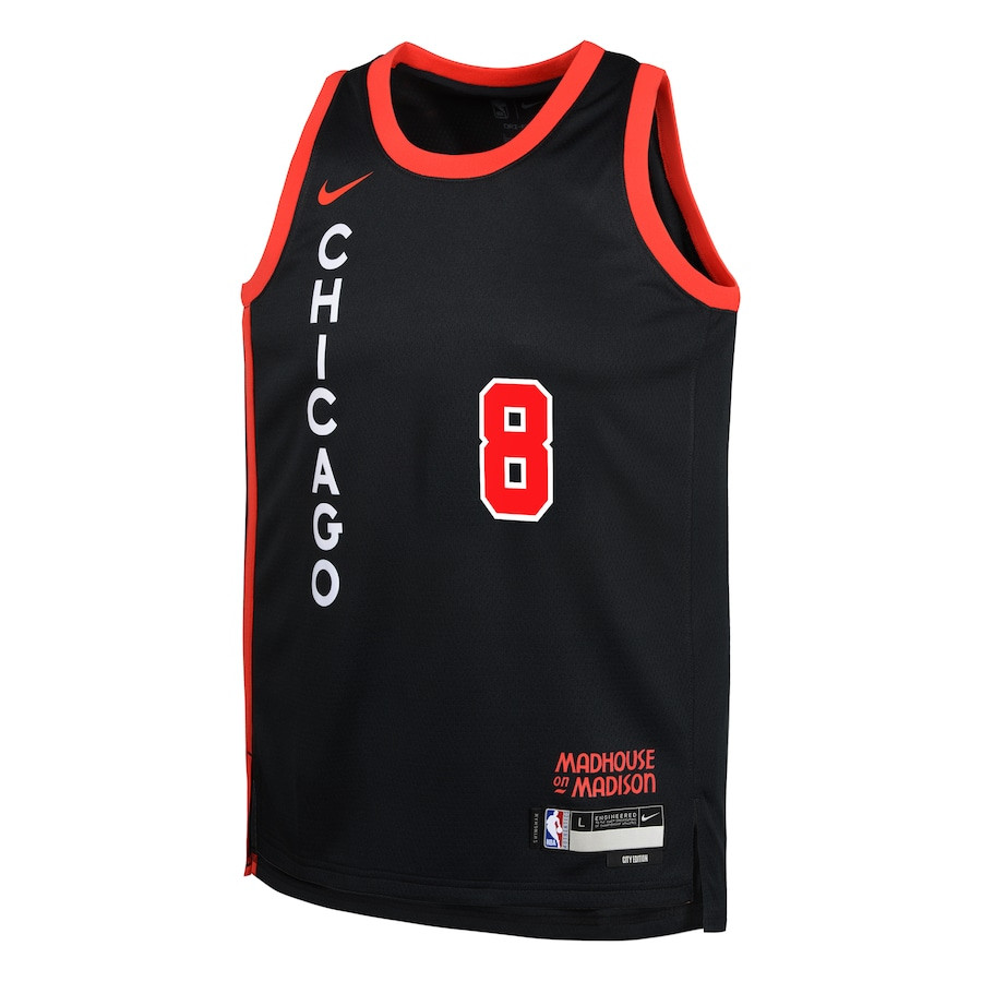 Zach LaVine 8 Chicago Bulls 2023/24 City Edition Swingma Black NBA Jersey Youth