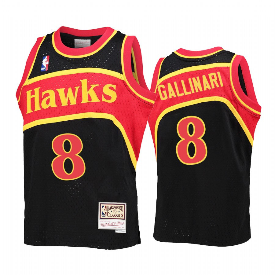 Danilo Gallinari 8 Atlanta Hawks Black Reload Throwback NBA Jersey Youth