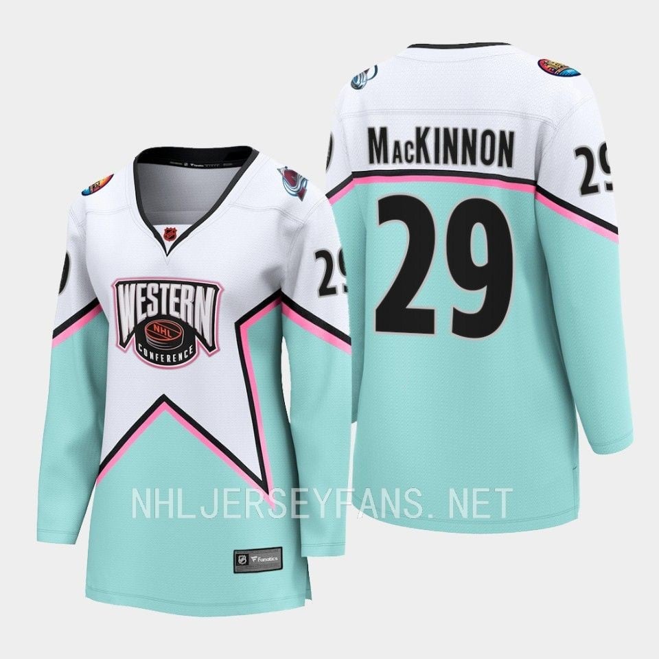 Nathan MacKinnon 29 Colorado Avalanche White 2023 All Star Western Conference Women NHL Jersey Women's