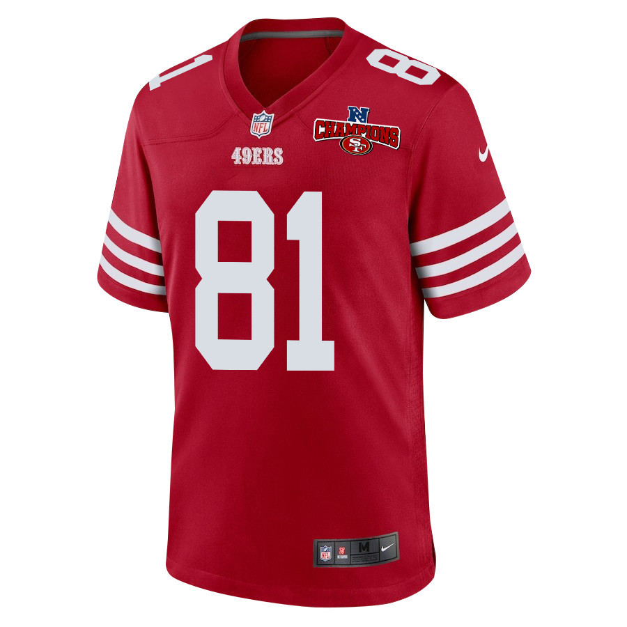 Cameron Latu 81 San Francisco 49ers NFC Champions Patch Game Scarlet NFL Jersey Men's