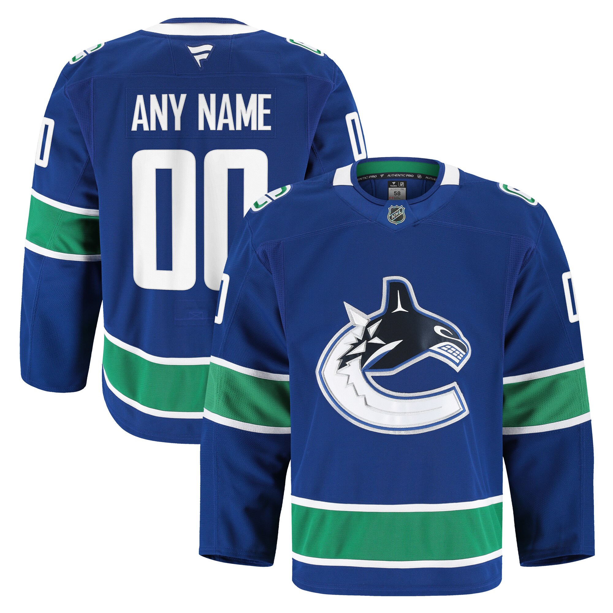 Vancouver Canucks Blue Home Pro Custom NHL Jersey Men's