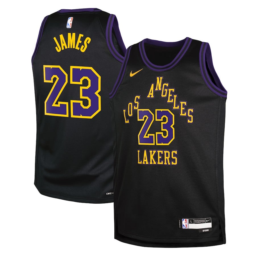 Lebron James 23 Los Angeles Lakers 2023/24 City Edition Swingma Black NBA Jersey Youth
