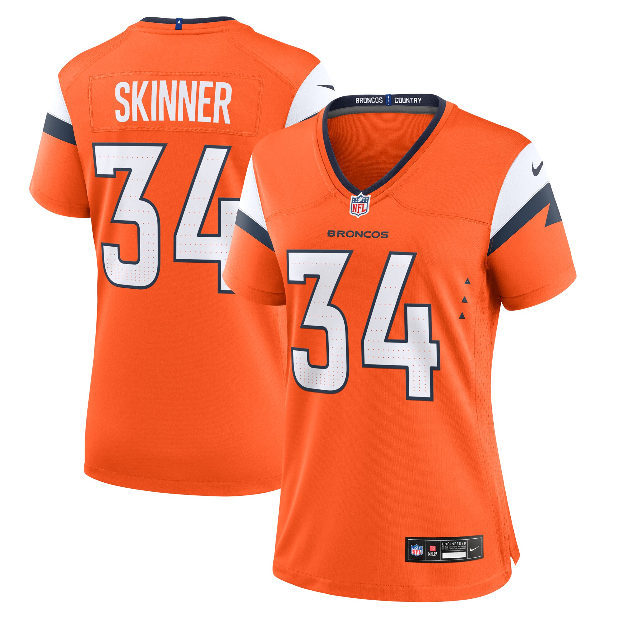 Denver Broncos JL Skinner Orange Team Game NFL Jersey Women's