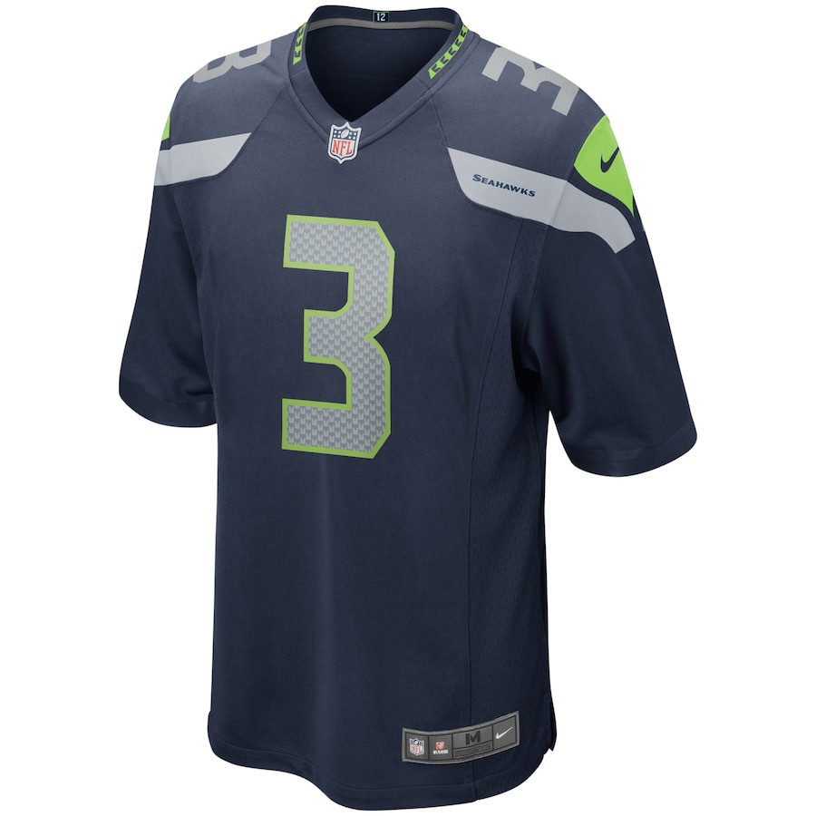 Russell Wilson 3 Seattle Seahawks Game College Navy NFL Jersey Men's