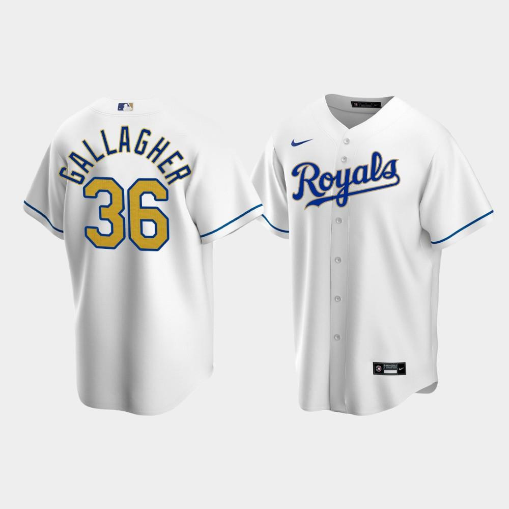 Kansas City Royals Cam Gallagher 36 White Home MLB Jersey Men's
