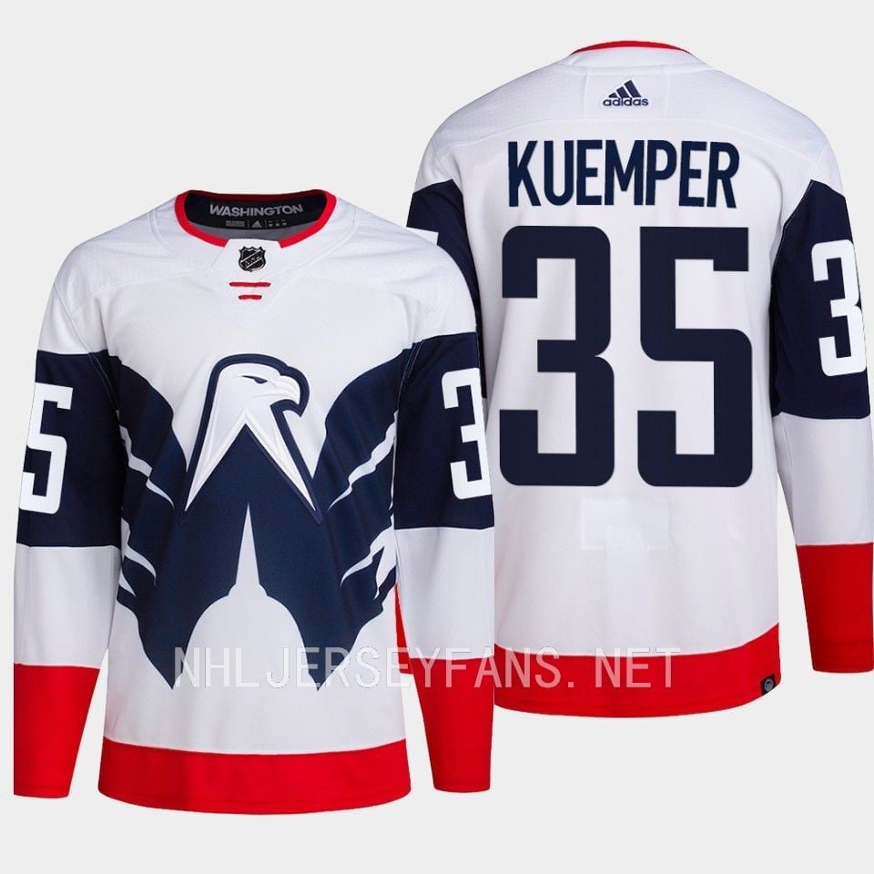 Darcy Kuemper 35 Washington Capitals 2023 Stadium White Primegreen NHL Jersey Men's