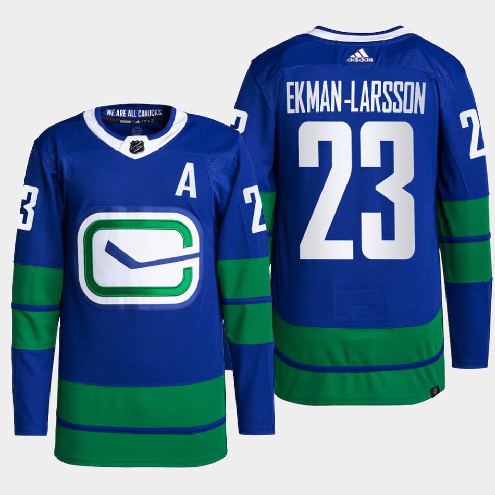 Oliver Ekman-Larsson 23 Vancouver Canucks Blue 2022 Alternate Primegreen NHL Jersey Men's