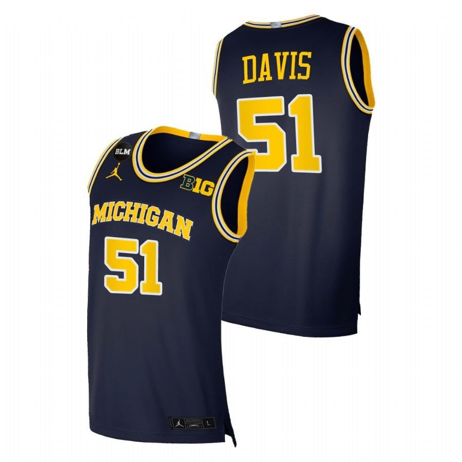 Michigan Wolverines Austin Davis 51 Navy College BLM NCAA Jersey Men's