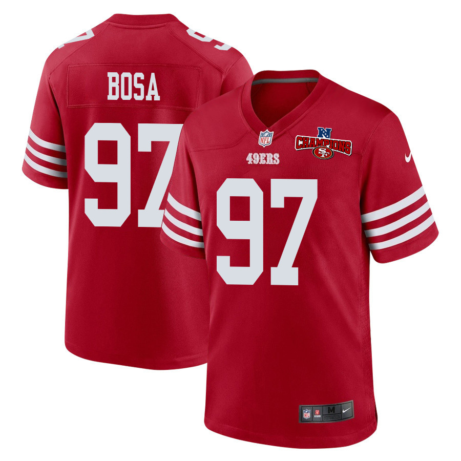 Nick Bosa 97 San Francisco 49ers NFC Champions Patch Game Scarlet NFL Jersey Men's