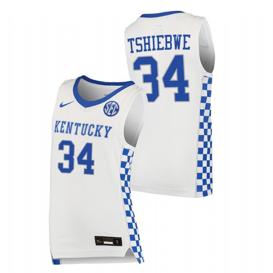Kentucky Wildcats 34 Oscar Tshiebwe 202 White College NCAA Jersey Men's