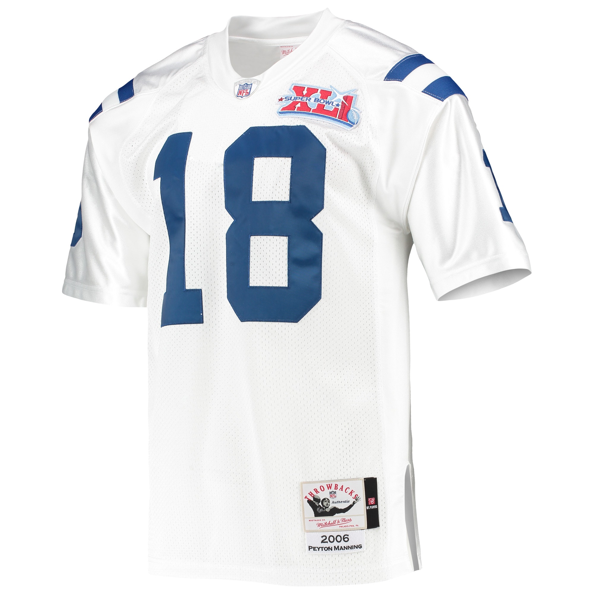 Indianapolis Colts 2006 Peyton Manning Mitchell Ness White Throwback Retired Player NFL Jersey Men's