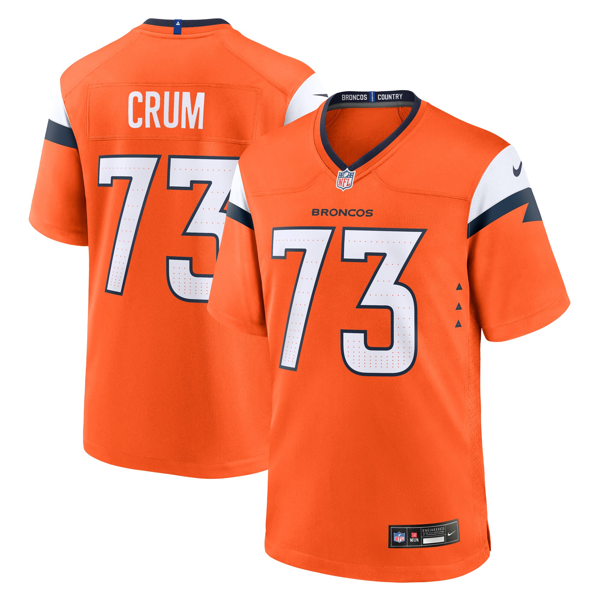 Denver Broncos Frank Crum Orange Team Game NFL Jersey Men's