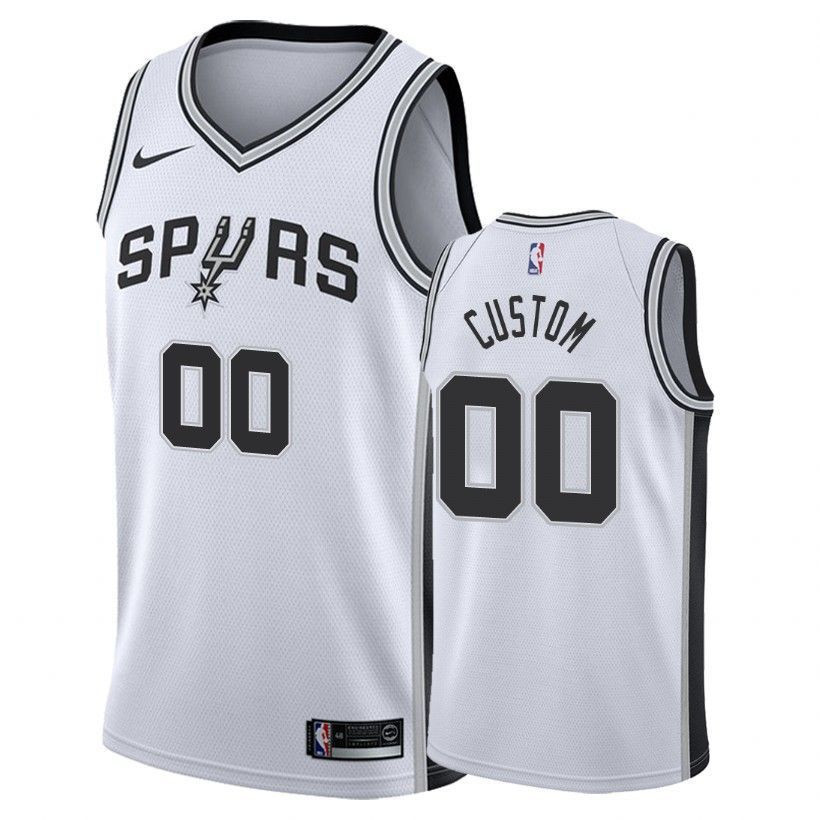 San Antonio Spurs Custom 00 Associatio White NBA Jersey Men's