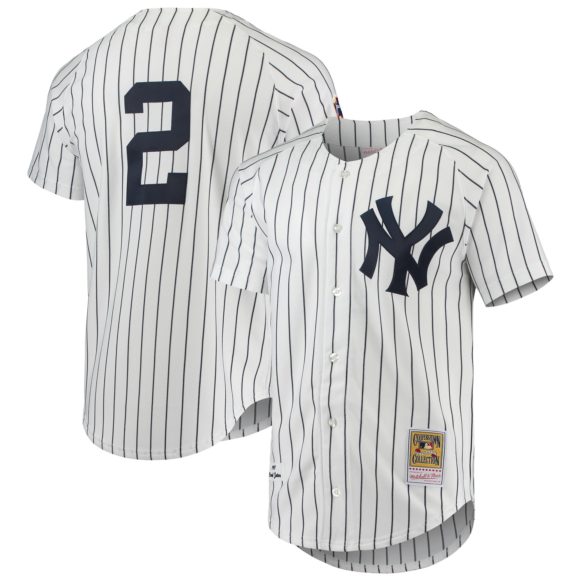 New York Yankees Derek Jeter Mitchell Ness White 1997 Cooperstown Collection MLB Jersey Men's